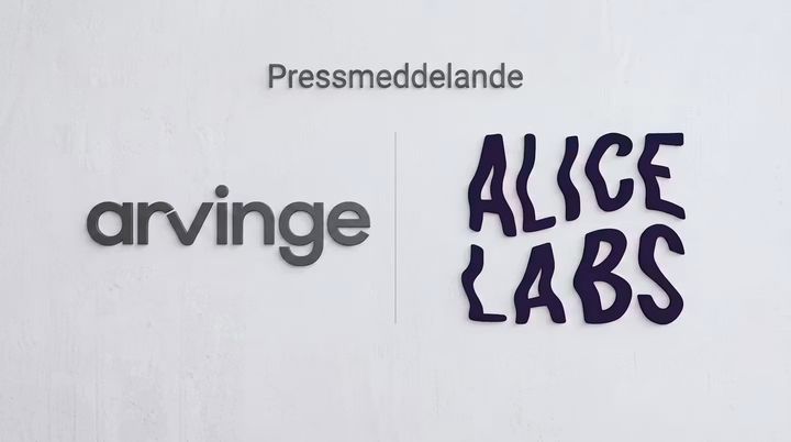 Arvinges och Alice Labs logotyper sida vid sida mot ljus bakgrund.