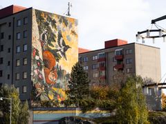 Muralmålning på en fasadvägg