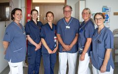 Från vänster: Ellen Sallfeldt, Johanna Rundgren, Lovisa Lind, Karl-Åke Jansson, Monica Renström, Cristina Larsson.