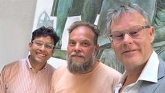 Hackathon-vinnare. Tre av deltagarna i det vinnande laget ( fr v): Radi Shafiq, Jimmy Flink och Johan Averstedt.