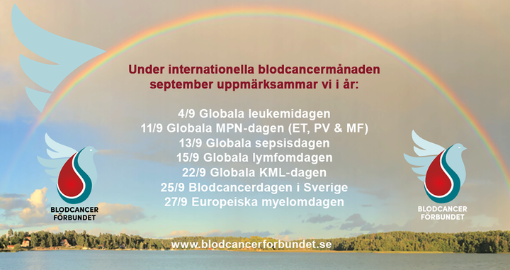 regnbåge med datum för olika blodcancerdagar i september