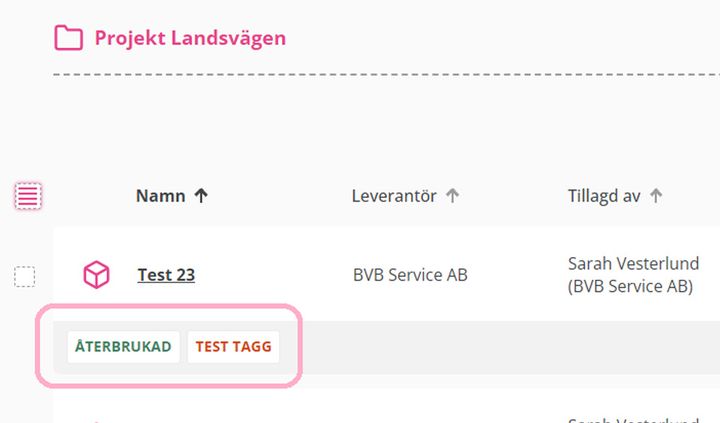 Bild som visar Byggvarubedömningens nya funktion att kunna tagga återbrukat material