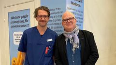 Martin Bergman och Olov Berggren vid förra årets PSA-testning på Pressbyran vid Centralstationen i Stockholm. Foto: Elin Sundvik.