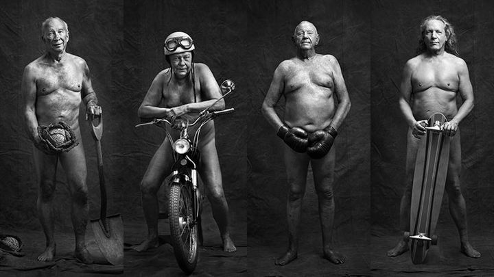 Markus Kuster, Håkan Florin, Sten-Göran Fock och Kaj Harju, fyra av männen i Prostatacancerförbundets kalender. Foto: Eva-Marie Rundquist.