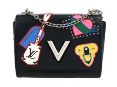 VÄSKA, LOUIS VUITTON, Twist Love Lock Bag, svart Epi läder, silverfärgade beslag, brodyr och tryck