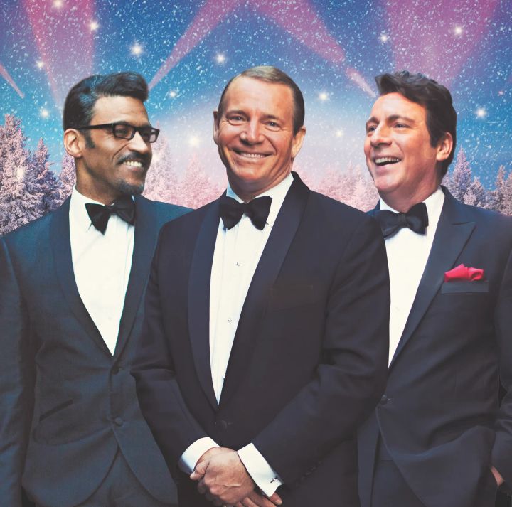 The Rat pack med George Daniel Long som Sammy Davis, Stephen Triffitt som Frank Sinatra och Mark Adams som Dean Martin.