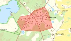 Kartan visar det område där boende rekommenderas att koka sitt dricksvatten.