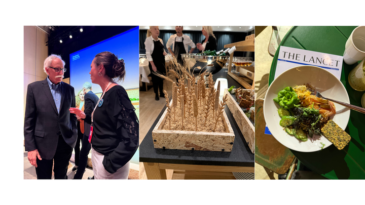 Walter Willet och Anna Stubbendorff i vimlet på EAT Lancet. Fullkorn i fokus i rapporten och på tallriken.