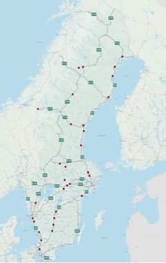 Karta över de utpekade rastplatserna