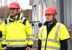 Andreas Carlson,infrastrukturminister och Jacob Wallenberg, ordförande Svenskt Näringsliv besökte E4 Förbifart Stockholm. Foto: Trafikverket