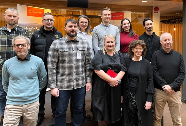 Delegation från Ukrainian Railways och Trafikverket, från översta raden: Taras Likunov, Kostiantyn Doda, Ganna Gorchak, Oleksandr Rudiak, Kseniia Vasianovych, Polad Khalilov, Erik Froste, Yevhen Medianyk, Anna Ericsson, Maria Krafft, Patrik Guné.