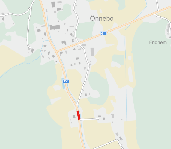 Förstärkningsarbete stängen en kort sträcka på väg 594 vid Önnebo