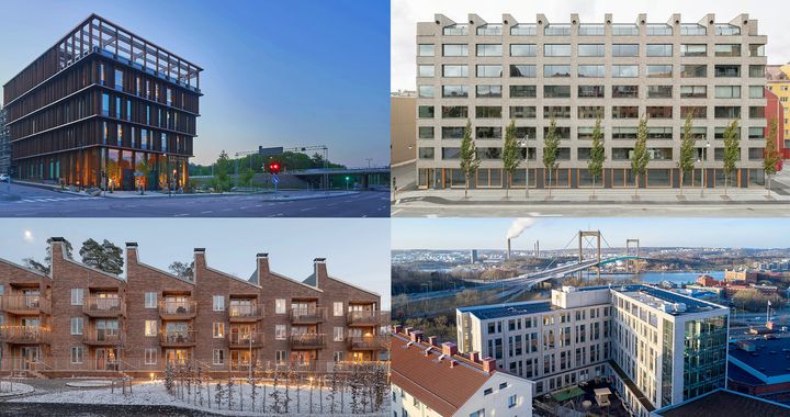 De fyra nominerade byggnaderna är kontorshusen Nodi och Merkushuset, Friskafors Trygghetsboende samt Sandarnaskolan och Sandarnas Vårdboende.