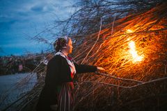 Skansens Folk dancers light the Wlpurgis bonfire